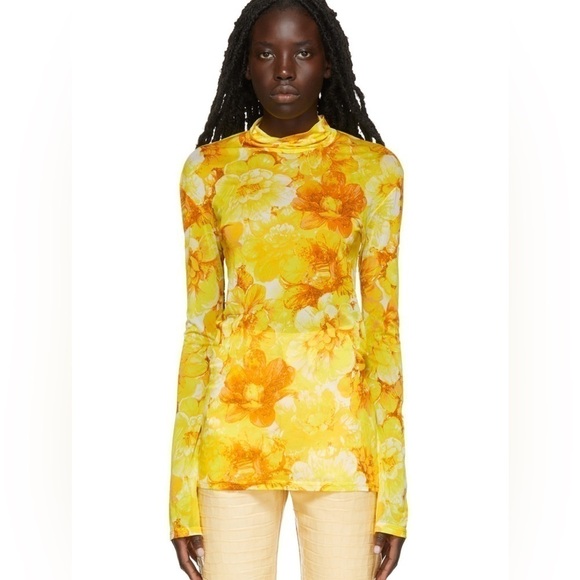 kwaidan edition Tops - Kwaidan Editions Floral Mesh Roll Neck Top Yellow Size 40 (US 8)